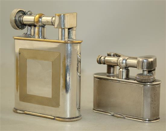 A Dunhill electroplated lift arm lighter & another lighter